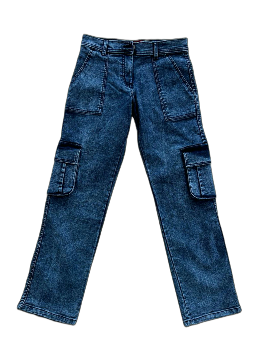 Classic Blue Denim Cargo Jeans