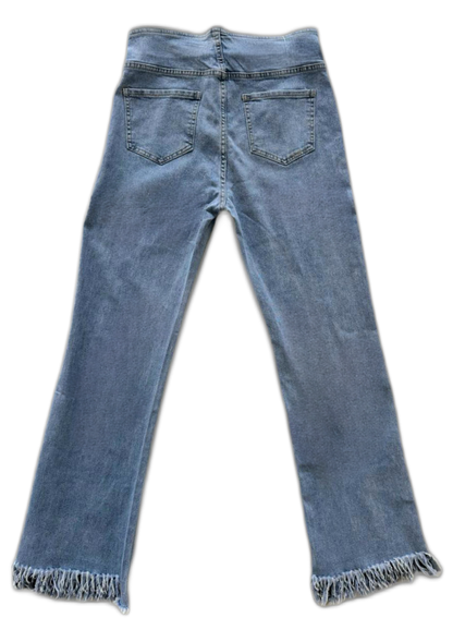 High-Waisted Button-Fly Frayed Hem Jeans